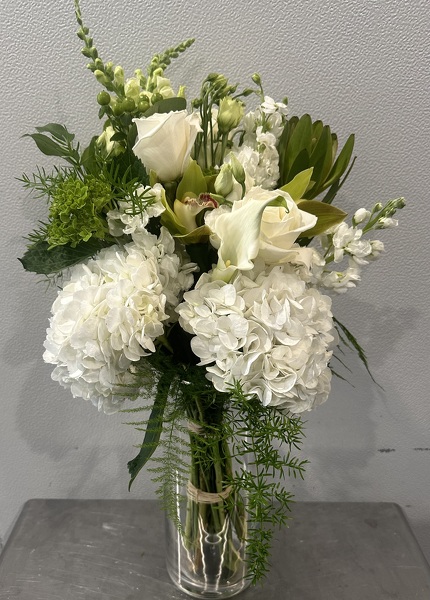 Hand Tied Bouquet White & greens  from Racanello Florist in Stamford, CT