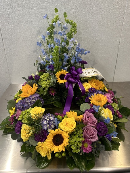 Rac's Sunset Urn Wreath  from Racanello Florist in Stamford, CT