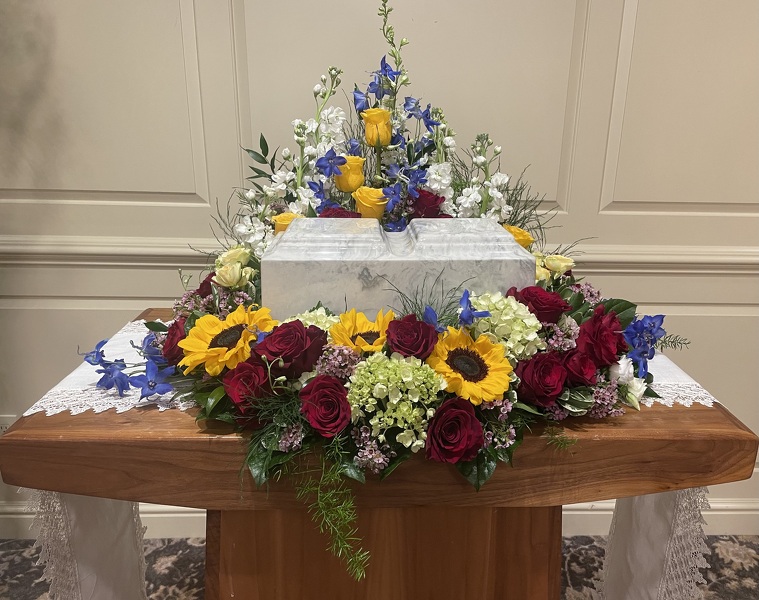 Rac's Companion Urn Wreath from Racanello Florist in Stamford, CT