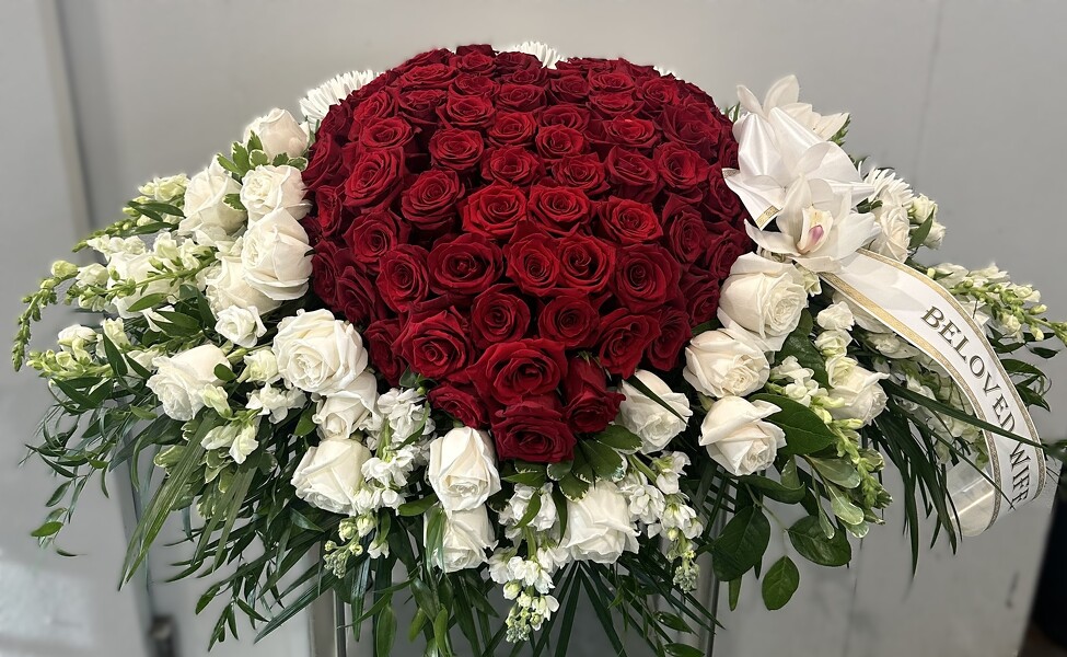 Rac's Heart Casket Spray  from Racanello Florist in Stamford, CT