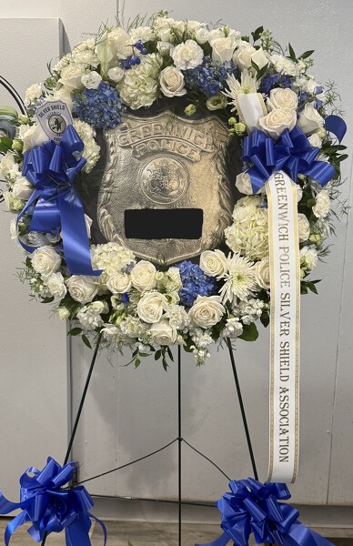 Racs Custom Wreath (Badge) from Racanello Florist in Stamford, CT