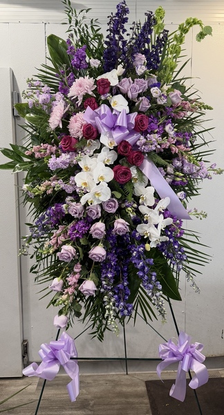 Rac's Purple Tribute Spray  from Racanello Florist in Stamford, CT