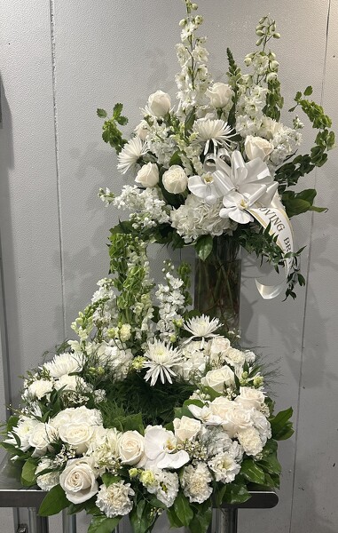 Racs all White Urn Urn package two  from Racanello Florist in Stamford, CT