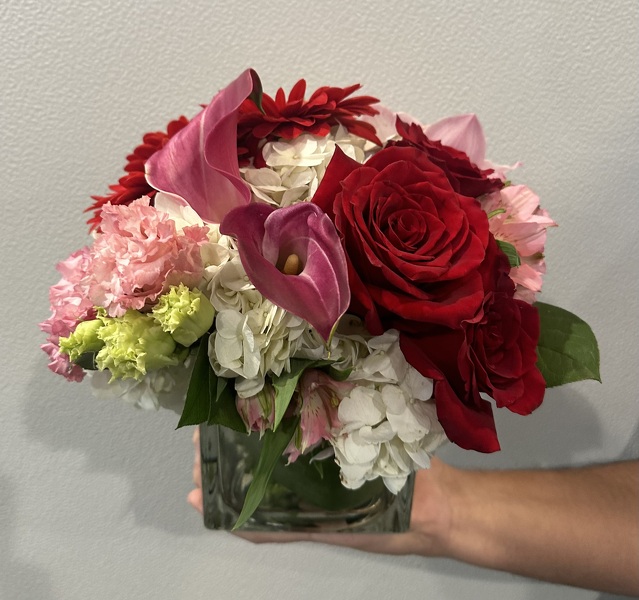 Rac's Valentines 5in cube B from Racanello Florist in Stamford, CT