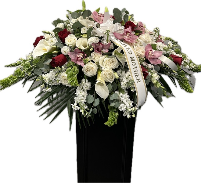 Rac's Classic Half Casket (White,Pink,Green) from Racanello Florist in Stamford, CT