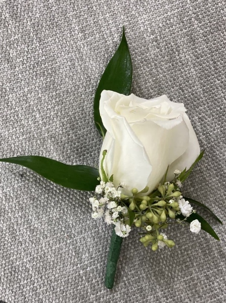 White Rose Boutonniere from Racanello Florist in Stamford, CT